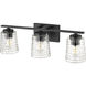 Saben 3 Light 23 inch Matte Black Vanity Light Wall Light
